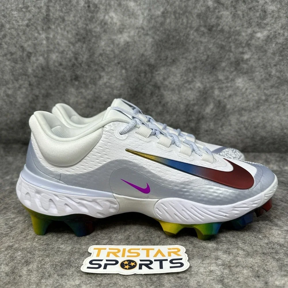 Nike Alpha Huarache Elite 4 Low MCS Baseball Cleats Mens 13 Rainbow FQ7724-106